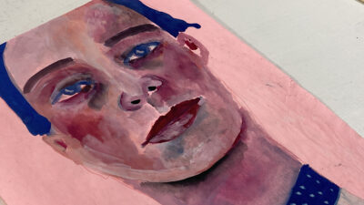 Katie Jeanne Wood - 9x12 Gouache portrait painting titled Forgiveness