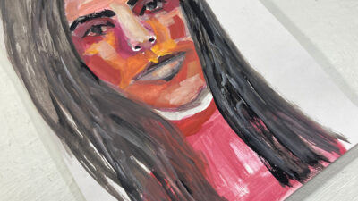 Gouache portrait painting of a woman titled Loyalty by Katie Jeanne Wood