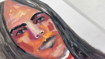 Gouache portrait painting of a woman titled Loyalty by Katie Jeanne Wood