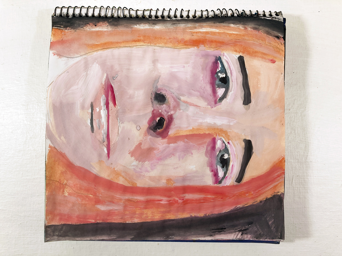 Katie Jeanne Wood - art journal gouache portrait painting 030624