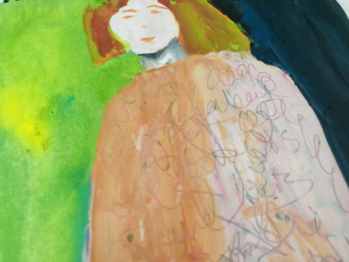 Katie Jeanne Wood - art journal gouache portrait painting 041024