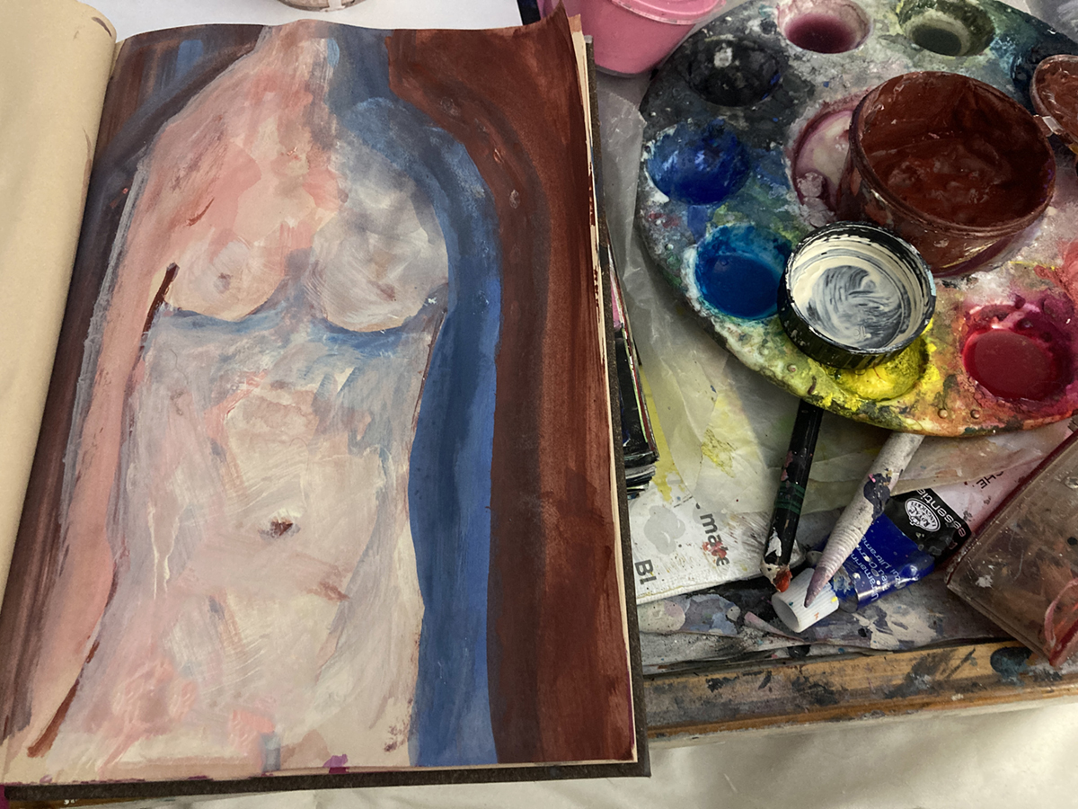 Mixed media nude figure in my art journal