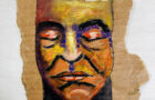 Katie Jeanne Wood - Ripped cardboard oil pastel portrait No 1
