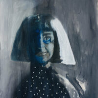 Katie Jeanne Wood - 8x10 Mechanical Smile gouache dark woman portrait painting