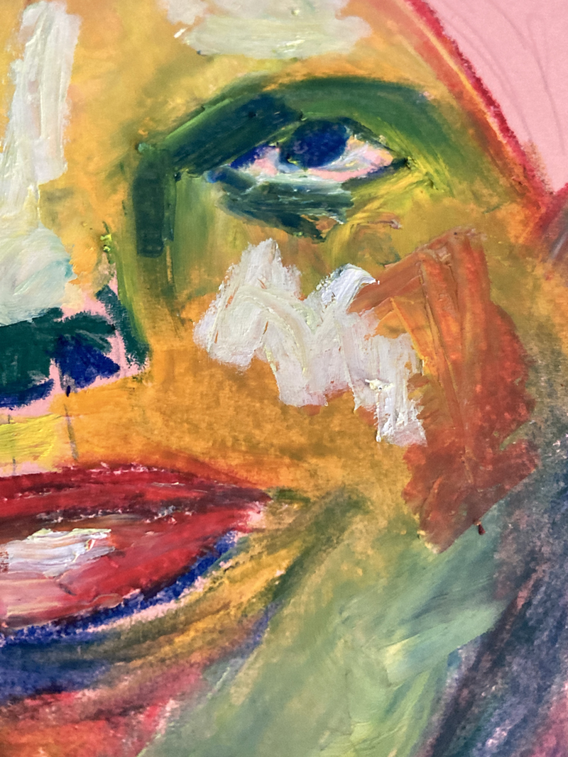 Katie Jeanne Wood - Oil pastel man portrait painting