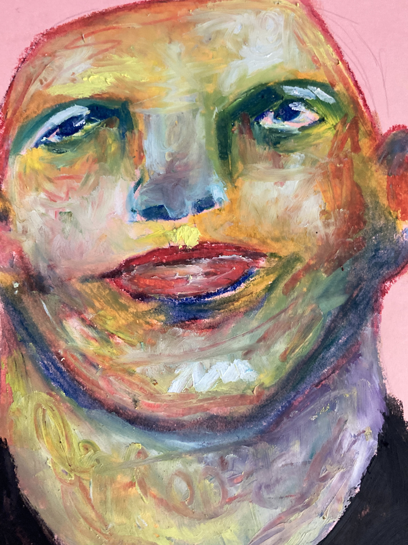 Katie Jeanne Wood - Oil pastel man portrait painting