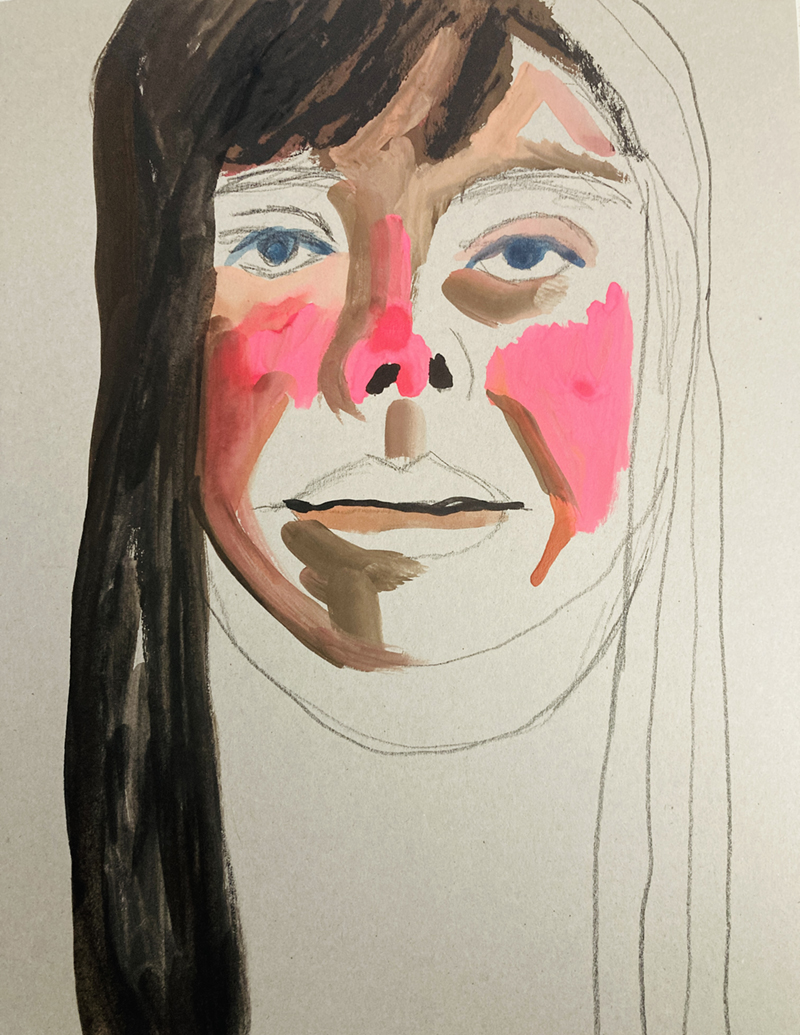 Katie Jeanne Wood - gouache portrait painting 071024