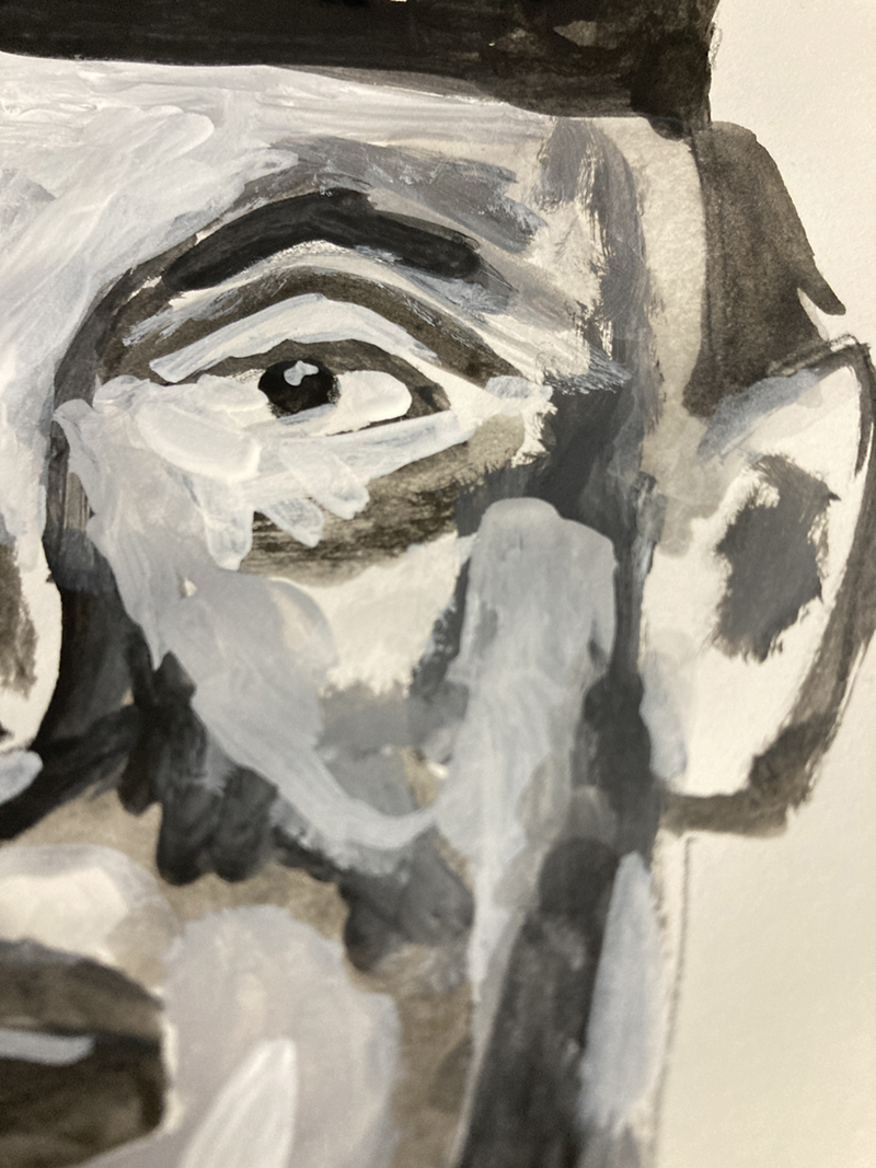 Geno - gouache portrait painting wip 