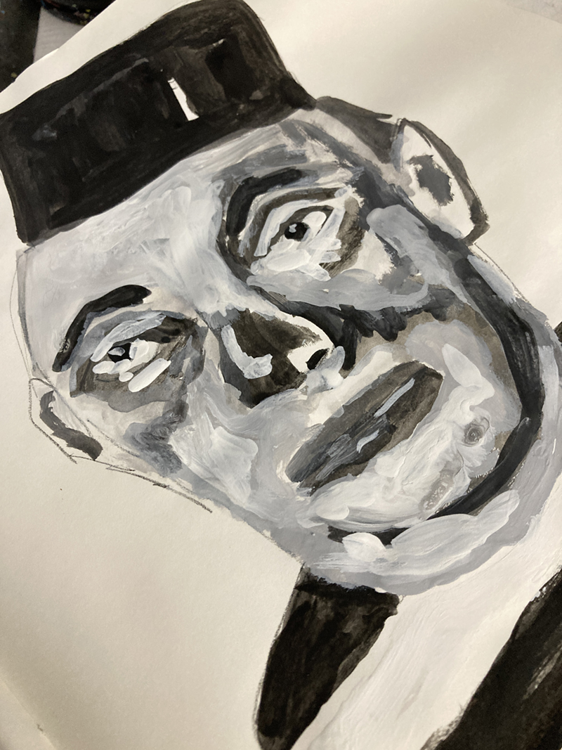 Geno - gouache portrait painting wip 