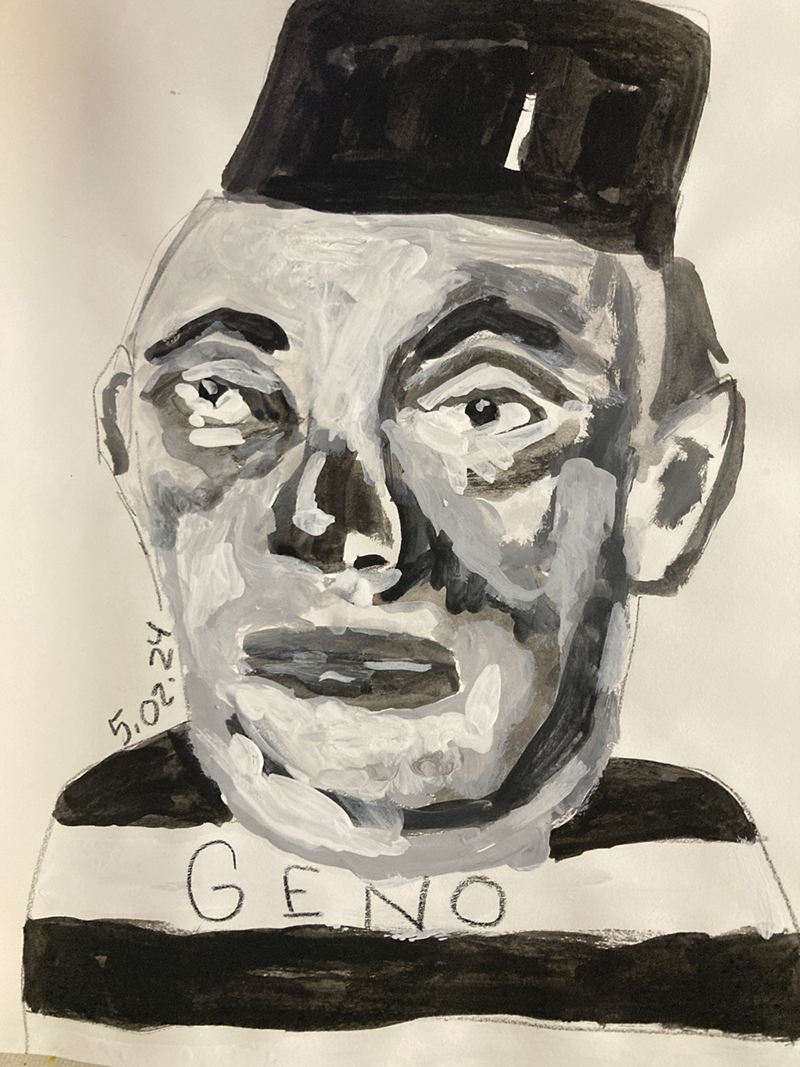 Geno - gouache portrait painting wip 