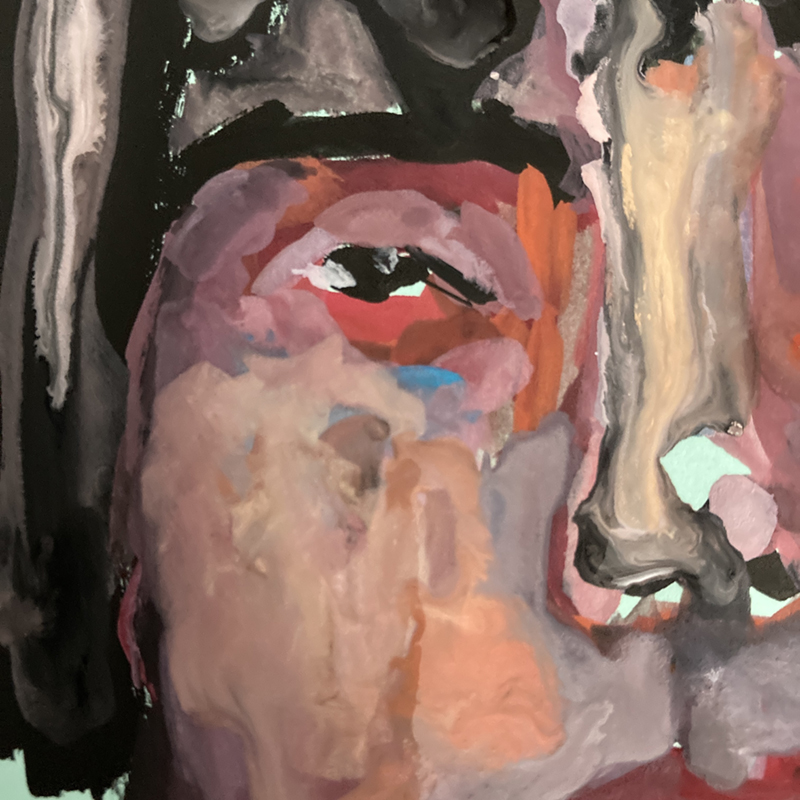 She Moved Zombie Like - gouache portrait painting wip