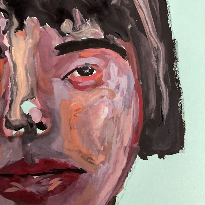 She Moved Zombie Like - gouache portrait painting wip