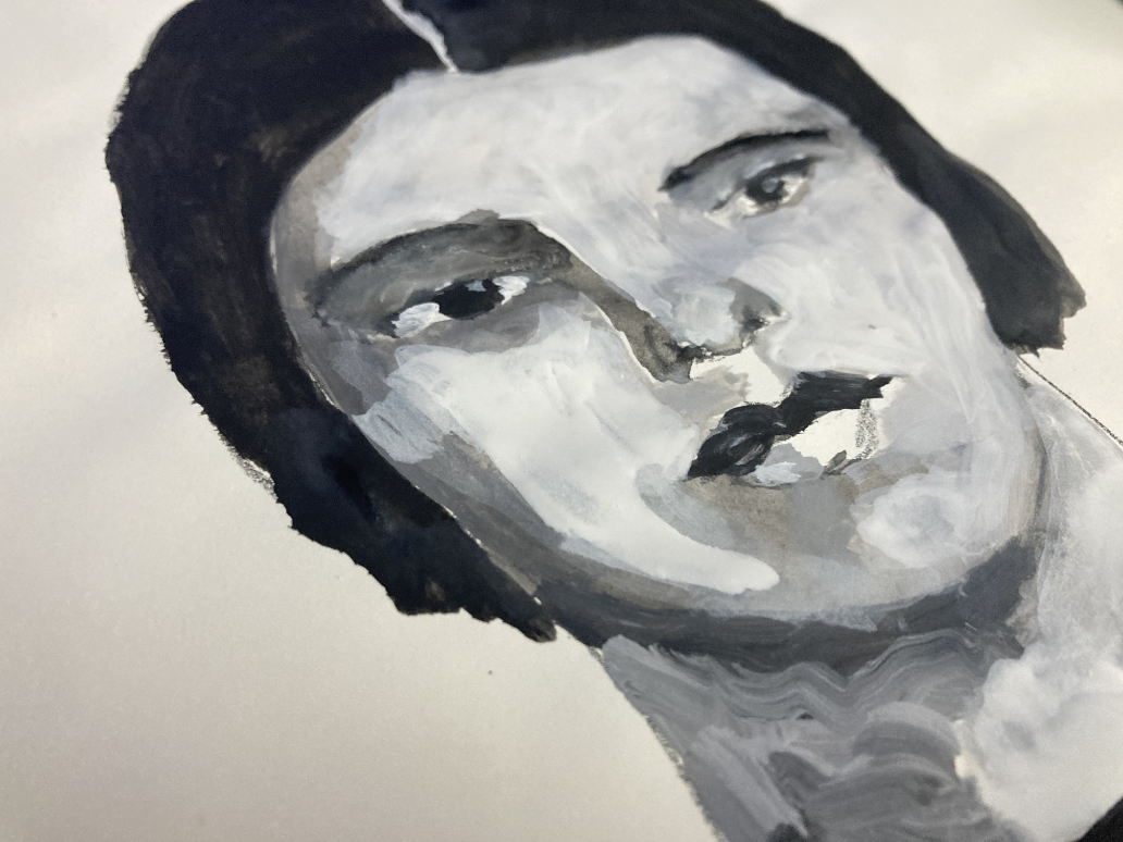 Katie Jeanne Wood - gouache portrait painting 073124