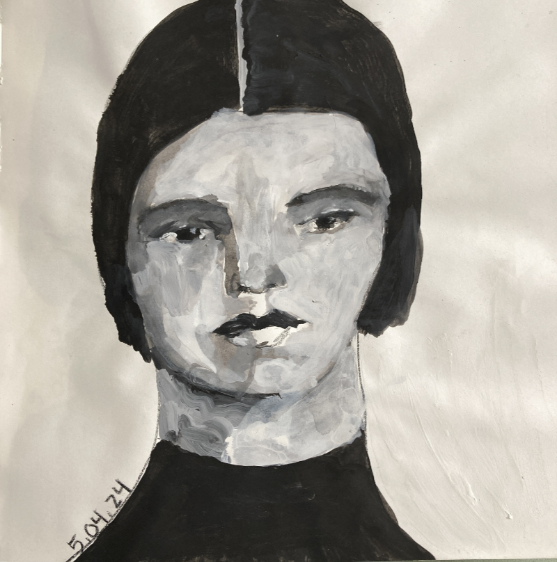 Katie Jeanne Wood - gouache portrait painting 073124