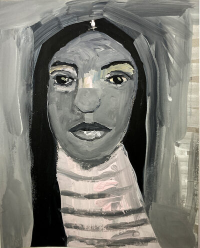 8x10 gouache portrait of a woman titled Serendipitous