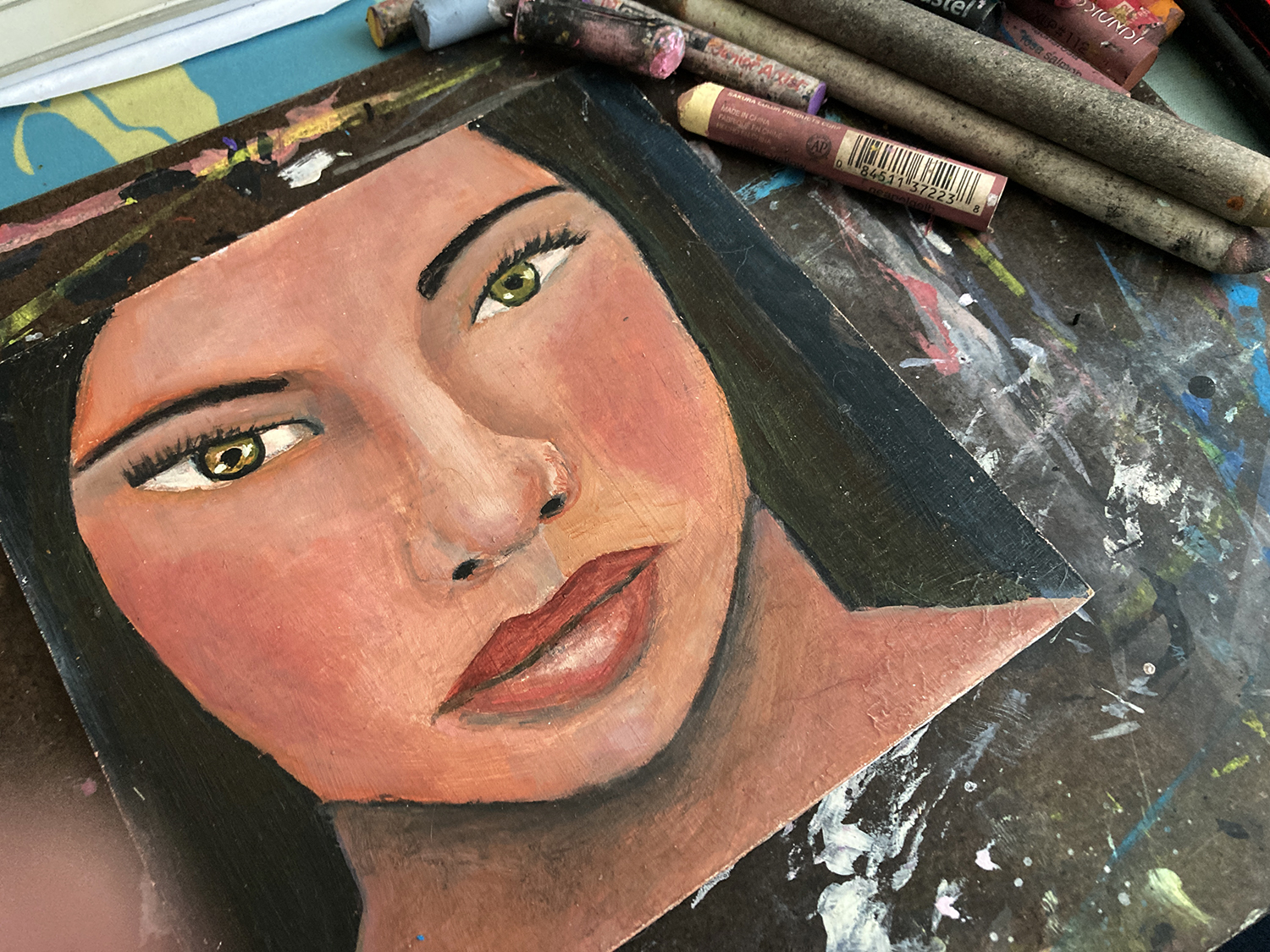 Revising Oil Pastel Portrait Painting – Don’t Let Anything Stop You