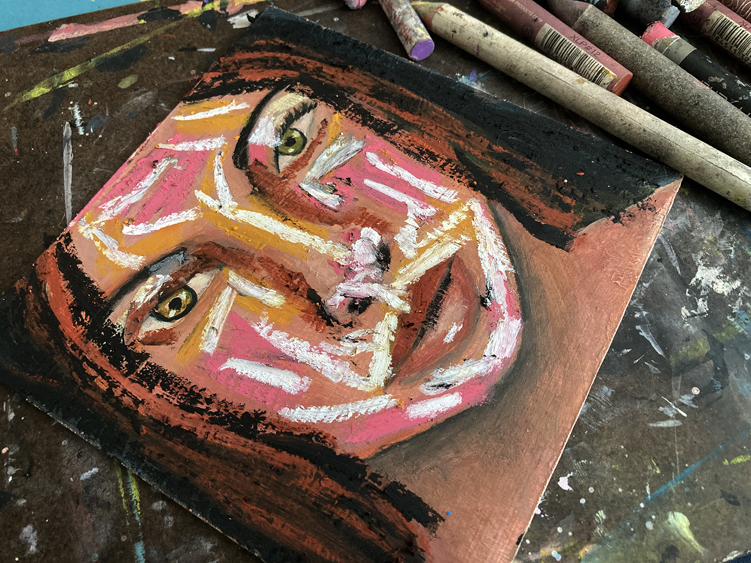 Revising Oil Pastel Portrait Painting – Don’t Let Anything Stop You