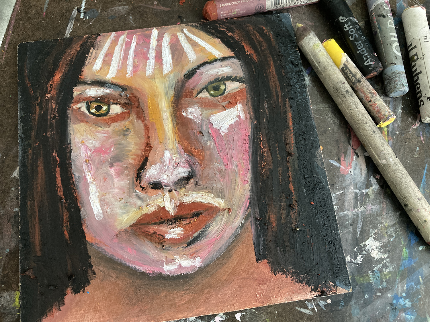 Revising Oil Pastel Portrait Painting – Don’t Let Anything Stop You