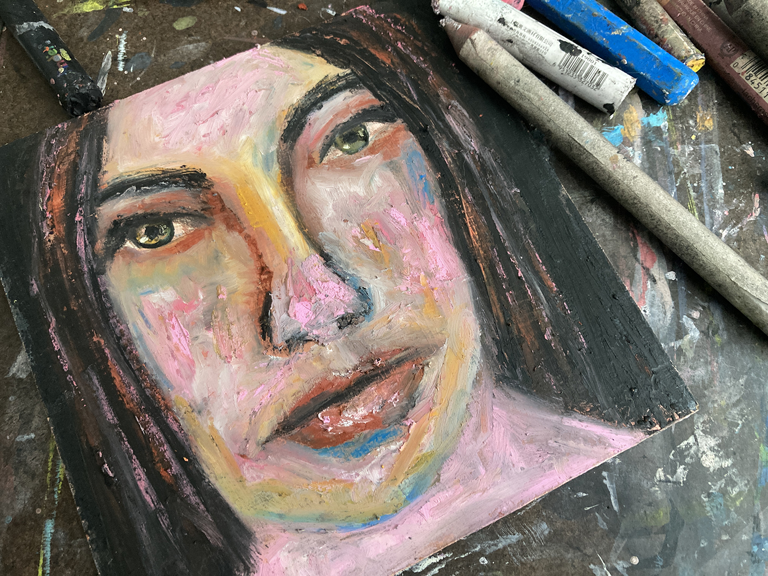 Revising Oil Pastel Portrait Painting – Don’t Let Anything Stop You