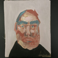 Gouache portrait painting on cardboard of an older gentleman by Katie Jeanne Wood