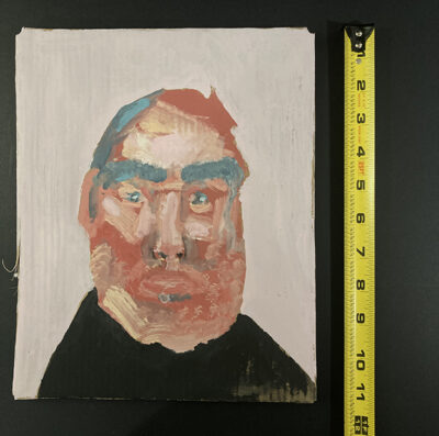 Gouache portrait painting on cardboard of an older gentleman by Katie Jeanne Wood