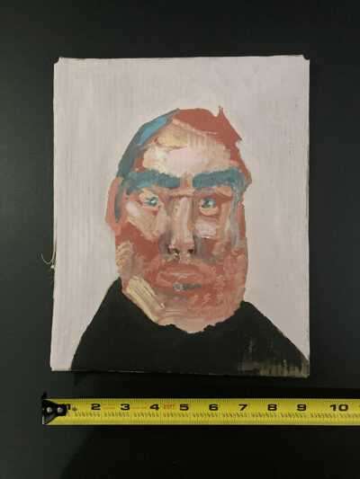 Gouache portrait painting on cardboard of an older gentleman by Katie Jeanne Wood