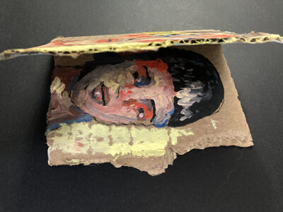 Handmade Cardboard Book Gouache Portrait Paintings