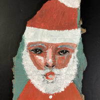 Santa Claus gouache portrait painting