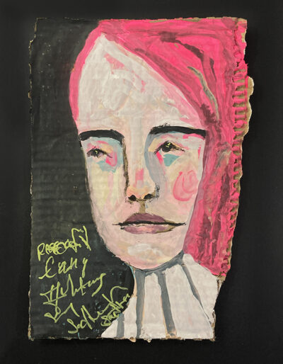 Gouache Woman Portrait Painting Original - Writing on the Wall