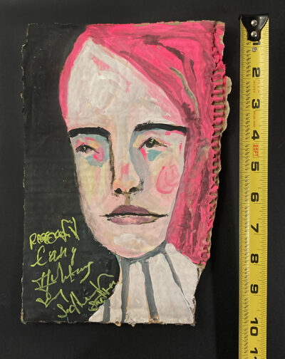 Gouache Woman Portrait Painting Original - Writing on the Wall - Image 5