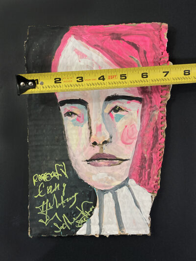 Gouache Woman Portrait Painting Original - Writing on the Wall - Image 2