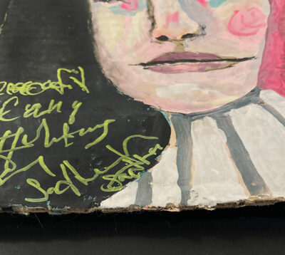 Gouache Woman Portrait Painting Original - Writing on the Wall - Image 3