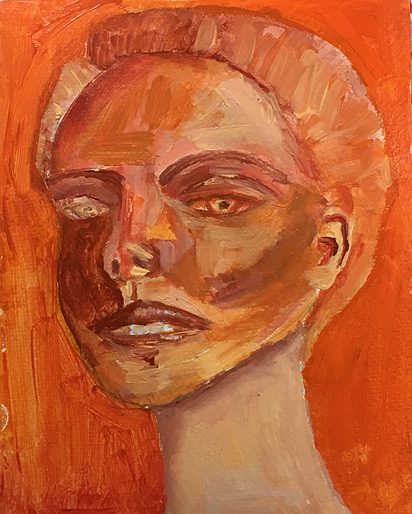 Katie Jeanne Wood - Orange tonal portrait painting 