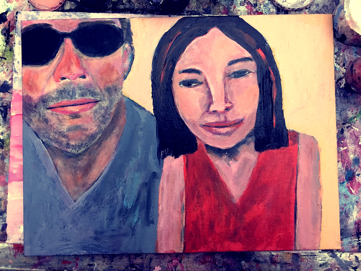 Katie Jeanne Wood - Work in progress couple portrait painting