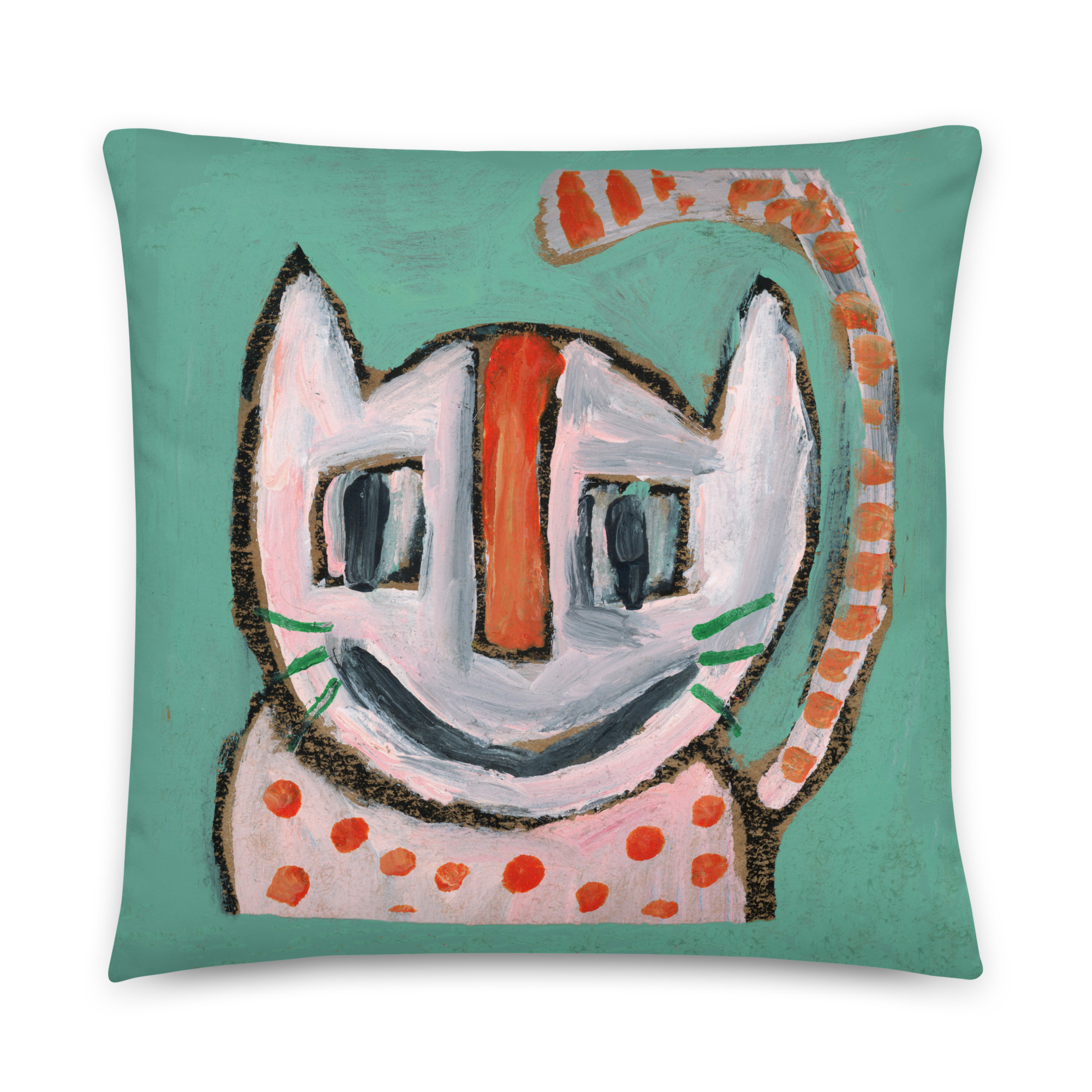 Katie Jeanne Wood - silly cat no 3 throw pillow