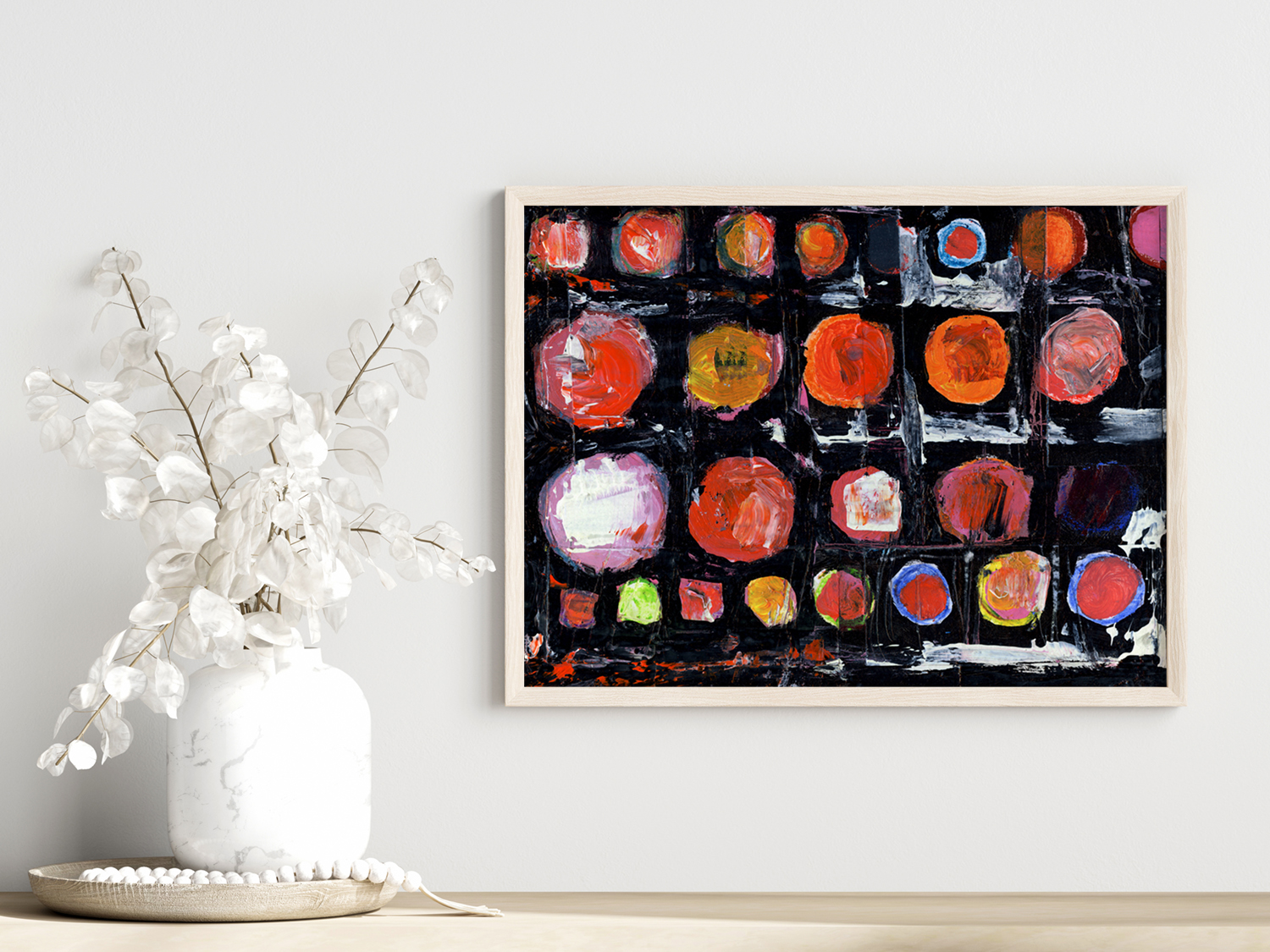 Katie Jeanne Wood - Connect the Dots dark abstract circle painting