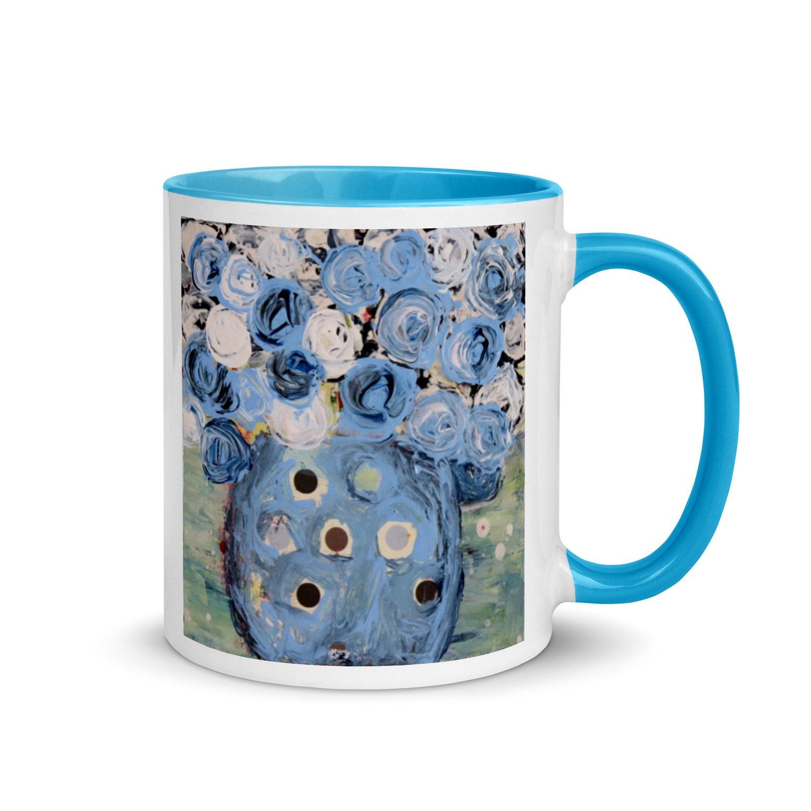 Katie Jeanne Wood - blue roses floral coffee mug