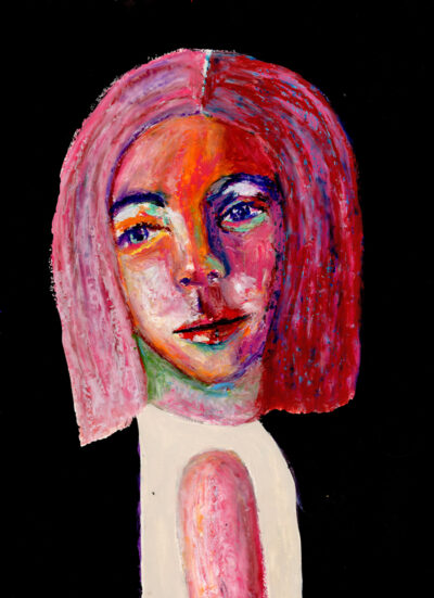 Oil pastel portrait drawing titled Eloquence